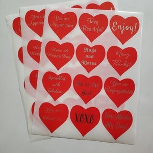 96 pieces 2.5 inches Hearts thank you stickers